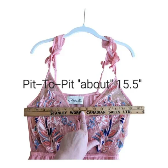 Romantic Pink Anthropologie Cleobella Lace Tiered Mini Dress XS Blush Chic Boho - Picture 6 of 10